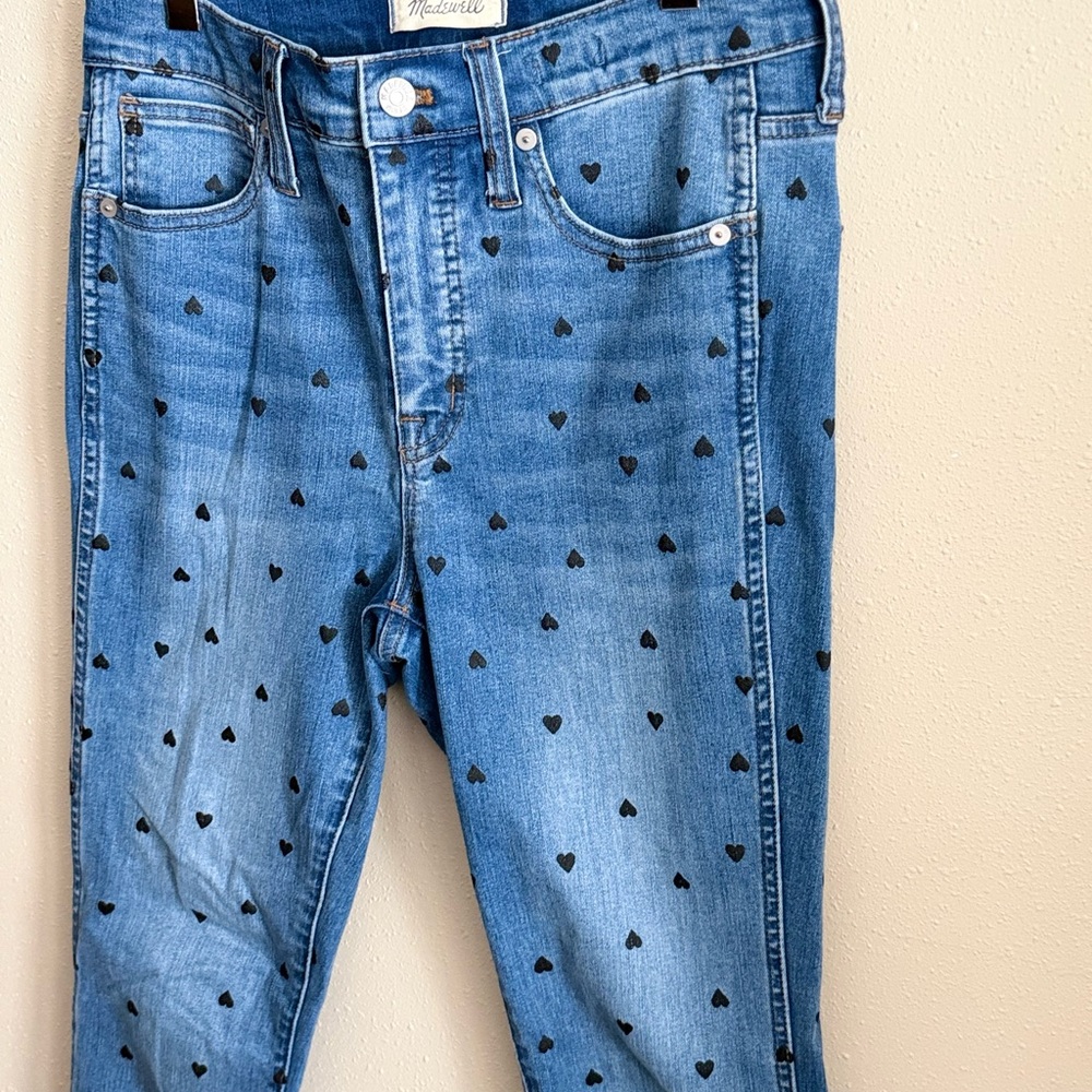 Madewell Heart Print Skinny Jeans 27 High Rise Ankle Denim - Picture 2 of 11